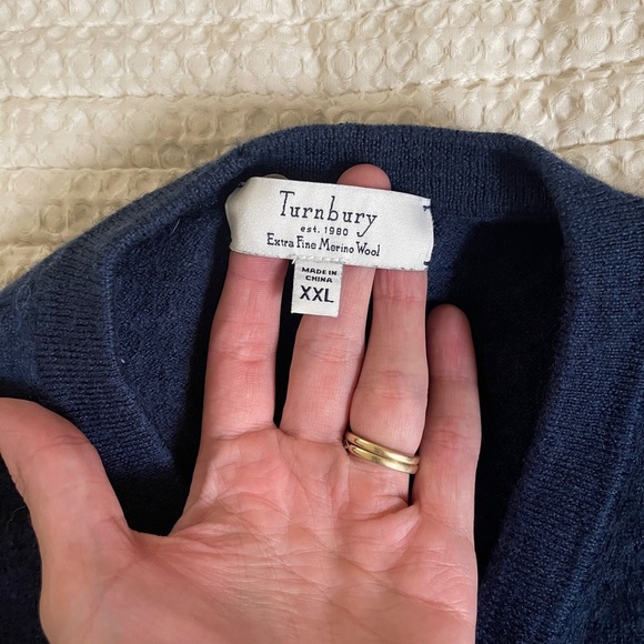 Turnbury Men's Blue v neck Sweater extra fine merino wool size XXL - Picture 5 of 10